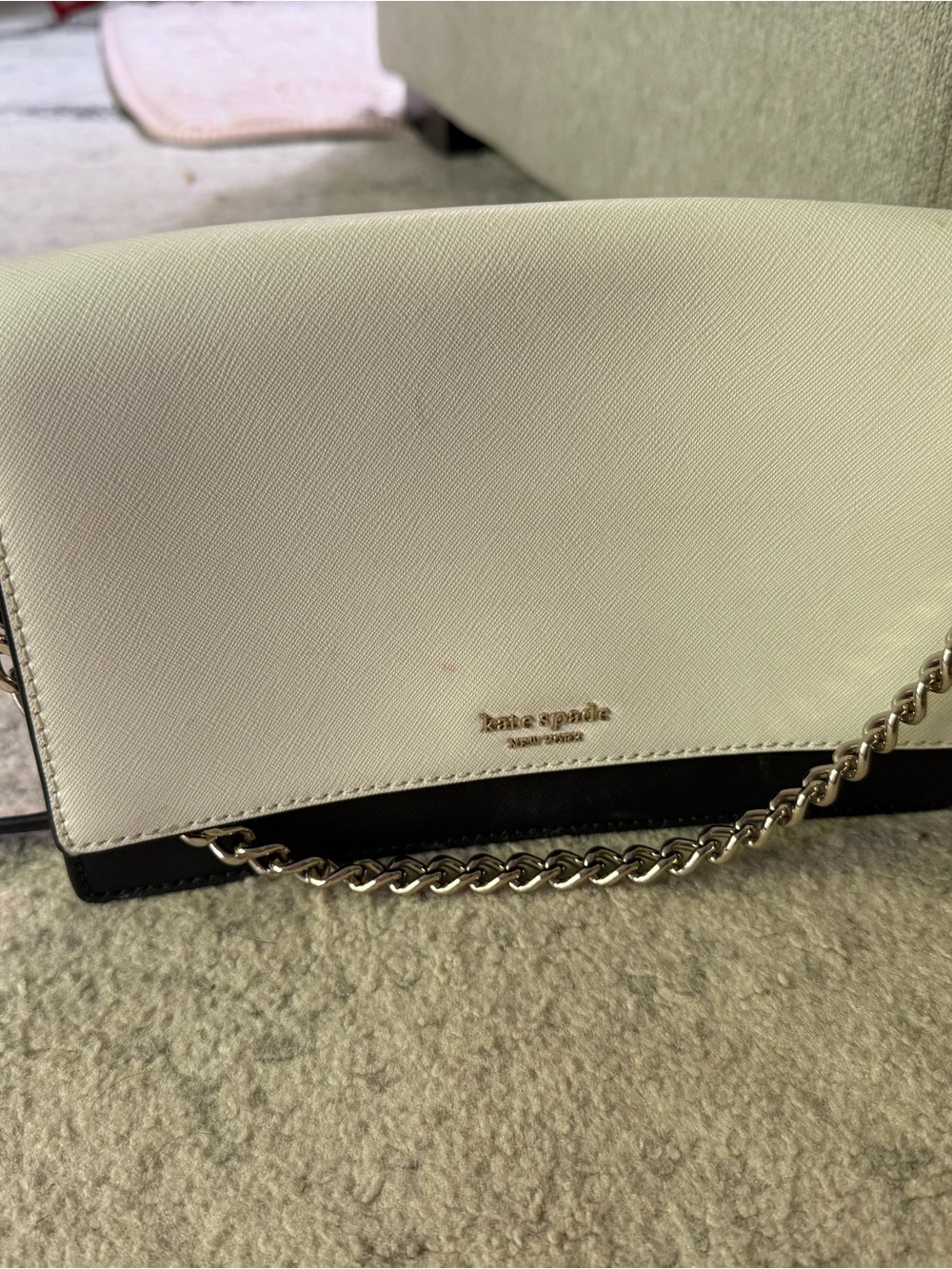 kate spade Two-Tone Chain Strap Crossbody in Cream and Black
